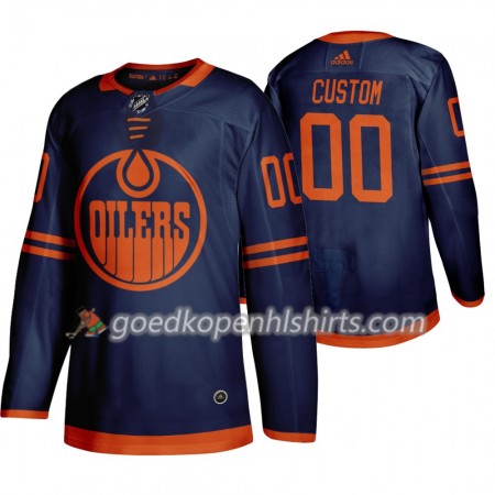 Edmonton Oilers Custom Adidas 2019-2020 Blauw Authentic Shirt - Mannen